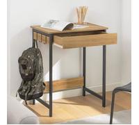 SoBuy Petit Bureau Gaming 60x40x77cm avec Tiroir et Étagères, Bureau Ordinateur Chambre MDF et Fer, Compact Multifonctionnel