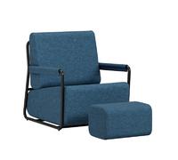 SoBuy Poltrona Relax avec Pouf Bleu Foncé 59.5×67×78 cm FST99-B