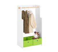 SoBuy KMB109-W Porte-manteau pour enfants avec 2 crochets & boîtes, armoire & étagère pour chambre d'enfant, blanc 60x110x35cm