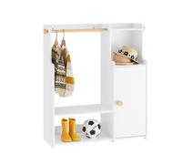 SoBuy Garde-robe pour enfants Étagère pour enfants avec portes Garde-robe pour enfants Meubles de chambre d'enfants Porte-manteau Étagère Porte-manteau sur pied KMB110-W