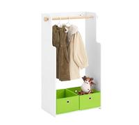 SoBuy Portant à Vêtements Enfant, Penderie pour Enfants, Garde-Robe Enfants, Étagère à Vêtement Enfant, Portant Vêtements pour Chambre d'enfant, 60 x 35 x 110 cm, KMB109-W