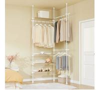 SoBuy Porte-manteau Télescopique avec Support Robuste, Armoire Ouverte Réglable Blanc