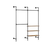 SoBuy Portant Mural Industriel 3 Tringles 3 Étagères MDF Armoire Noire