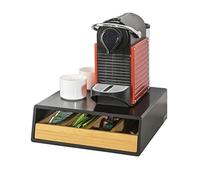 SoBuy Boîte à thé en bois avec compartiments - Organisateur de sachets de thé ou capsules café - Rangement compact avec tiroir en bambou pour cuisine ou plan de travail 31x30x10cm FRG280-SCH