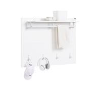 SoBuy Porte-manteau Mural FHK36-W Étagère Murale, Porte-manteau d'Entrée, Patères avec Étagère Suspendue, Étagère Rangement avec 4