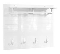 SoBuy FHK36-W Porte-manteau Mural, Porte-manteau d'Entrée, Patères avec Étagère Suspendue, avec 4 crochets et 1 étagère