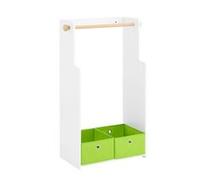 SoBuy KMB109-W Porte-manteau pour enfants avec 2 crochets & boîtes, armoire & étagère pour chambre d'enfant, blanc 60x110x35cm