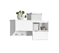 SoBuy – Portemanteau mural FHK24-W – Meuble d'entrée 2 portes, 5 crochets doubles, Blanc 78x20x30 cm