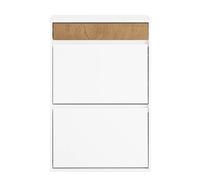 SoBuy Scarpiera Slim avec 2 Portes à Rabat et Tiroir Blanc 61x26x91 cm FSR205-WN