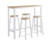 SoBuy Set de 1 Table + 4 Tabourets, Robuste, 120x100x40cm | Ensemble Table de Bar, tabourets rangeables & repose-pieds, 45 kg table/150 kg tabouret, MDF/acier, cuisine/repas, OGT22-WN