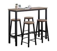SoBuy Set de 1 Table + 4 Tabourets, Robuste, 120x100x40cm | Ensemble Table de Bar, tabourets rangeables & repose-pieds, 45 kg table/150 kg tabouret, MDF/acier, cuisine/repas, OGT22-SCH