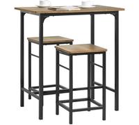 SoBuy Set Table Haute 80x50x87+2 Tabourets 32x32x57 Ensemble Bistrot Mange-Debout Industriel Marron Cuisine, Salon, Balcon OGT10-PF