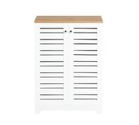 SoBuy Meuble bas salle de bain BZR41-W – Armoire de rangement 60×30×82 cm, 2 portes à persiennes