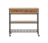 SoBuy Desserte de Cuisine Industrielle sur Roulettes avec 2 Tiroirs et 2 Étagères, Grand Rangement Mobile, 100x45x93 cm, FKW112-PF