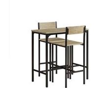 SoBuy Table Bar Compact avec Tabourets pour Petit Espace, Style Industriel Bois et Métal