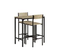 SoBuy Table Bar Compact avec Tabourets pour Petit Espace, Style Industriel Bois et Métal