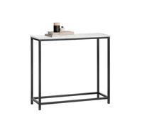SoBuy FSB29-Sch Table Console Table d'Appoint Bout de Canapé Table d’Entrée Effet Marbre Cadre et 4 Pieds en Fer Haute Qualité - L80cm x P30cm x H75cm - Noir