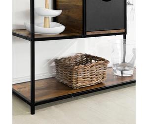 SoBuy Table console entrée bout de canapé table d'appoint avec 3 étagères, 1 tiroir, 1 porte bouteille et 2 porte verre - 100x33x95cm