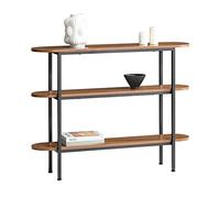 SoBuy Table Console réglable 110x25x86cm pour entrée | Buffet avec 2 compartiments, style industriel, cadre en fer, panneaux vintage, charge 60kg FSB67-WS