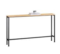 SoBuy Table Console Table d'appoint Bout de canapé Table d’entrée Cadre et 4 Pieds en Fer - L120cm x P20cm x H81cm, Nature et Noir, FSB19-L-E