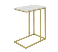 SoBuy Table d'Appoint Effet Marbre Métal Doré 48x30x60 cm | Bout de canapé, table basse et table de chevet moderne pour salon, structure élégante FBT87-G