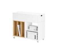SoBuy Table d'Appoint Multifonction avec roulettes 30x61x70 cm | Table de sofa et de chevet avec plateau rabattable, tiroir et compartiment amovible FBT134-W