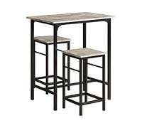 SoBuy Table de Bar 2 tabourets, Gain de Place & Industriel, 80×87×50cm | Ensemble tabourets bar, table 60 kg/tabouret 100 kg charge, facile à nettoyer, MDF/acier, cuisine & salle à manger, OGT10-HG