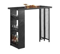 SoBuy Table de Bar, 3 Étagères Latérales & Pieds Réglables, 120×105×50cm | Table Bistrot, charge 45 kg, cadre stable en métal noir, MDF, pour cuisine & salle à manger & balcon, FWT100-SCH