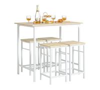 SoBuy Table de Bar 4 tabourets, Gain de Place & Industriel, 100×87×60cm | Ensemble tabourets bar, table 60 kg/tabouret 120 kg charge, facile à nettoyer, MDF/acier, cuisine & salle à manger, OGT11-WN