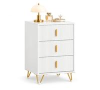 SoBuy Table de chevet FBT115-L-W 3 tiroirs étroite hauteur 63 cm charge 33 kg Blanc 40x40x63 cm