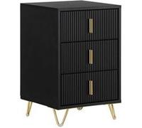 SoBuy Table de Chevet 3 Tiroirs Moderne Noir FBT115-L-SCH Noir