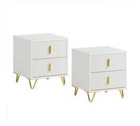 Sobuy table de chevet à 2 tiroirs blanc 63x46.5x47.3cm fonctionnel fbt115-wx2