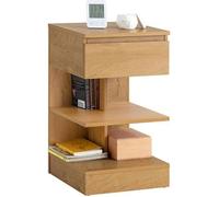 SoBuy Table de Chevet avec 1 Tiroir et 2 Étagères, Table de Nuit ou d’Appoint Moderne pour Chambre ou Salon, Bois Naturel