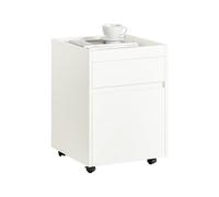 SoBuy Table de Chevet avec 2 Tiroirs Table de Nuit Bout de Canapé Table d'Appoint Table Téléphone Table de Café Table Basse, pour Salon, Chambre, Bureau, Blanc, L40xP40xH54 cm, FBT121-W