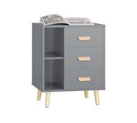 SoBuy Table de Chevet avec 3 tiroirs et 2 étagères, Meuble de Rangement Moderne pour Chambre à Coucher - Meuble de Chevet avec casier L48 x P40 x H60 cm Gris FBT95-HG