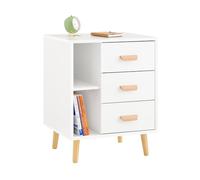SoBuy Table de Chevet avec 3 tiroirs et 2 étagères, Table d'appoint pour Chambre à Coucher - Meuble de Rangement Moderne L48 x P40 x H60 cm Blanc FBT95-W