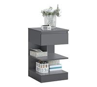 SoBuy Table de chevet FBT49-HG - 1 tiroir, 2 étagères, 39×39×65 cm - Gris
