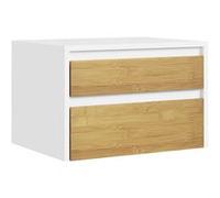 SoBuy | Table de chevet blanche avec 2 tiroirs | Meuble de rangement à ouverture par pression | Petite commode en panneau de particules | 40×30×26 cm | Capacité de charge 15 kg | FBT175-E-WN Blanc