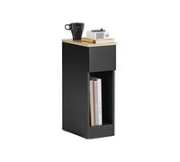 SoBuy Table de Chevet étroite 20 cm avec tiroir, 20x35x60 cm Chambre | Table de nuit gain de place & table d’appoint pour petits espaces, salon et chambre, Noir, FBT111-SCH