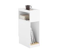 SoBuy Table de Chevet étroite 20 cm, Chevet de lit avec tiroir réversible et Encoche pour plinthe, Table d'appoint Gain de Place pour Chambre et Petits espaces, Blanc, 20 x 35 x 60 cm, FBT171-WN