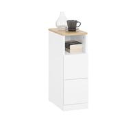 SoBuy table de chevet étroite 20 cm, table de nuit & table d'appoint avec 2 tiroirs, meuble gain de place pour chambre et niches, idéal pour locataires et lit à ressorts, blanc, 20x35x60 cm, FBT149-WN