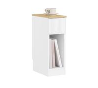 SoBuy Table de Chevet etroite 20cm avec façade ondulée de tiroir 20x35x60cm | Table de Nuit Table d'appoint avec design de plinthe, gain de place pour chambre, salon et petits espaces, Blanc, FBT111-W