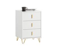 SoBuy Table de Chevet étroite avec 3 tiroirs, 63 cm Hauteur Ergonomique & 33 kg Charge, Table de Nuit pour Chambre et Salon, idéale Petits espaces, Blanc, 40 x 40 x 63 cm, FBT115-L-W