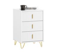 SoBuy Table de chevet étroite avec 3 tiroirs, hauteur ergonomique 63 cm, charge 33 kg, gain de place blanc 40x40x63 cm
