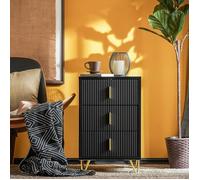 SoBuy Table de chevet étroite avec 3 tiroirs, hauteur ergonomique 63 cm, charge 33 kg, gain de place Noir 40x40x63 cm