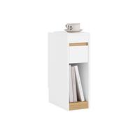 SoBuy Table de Chevet étroite avec tiroir et étagère 20x35x60 cm | Meuble Gain de Place pour salon, rangement pratique Blanc et Naturel FBT163-WN