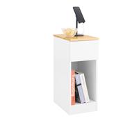 SoBuy Table de Chevet Étroite avec tiroir étagère 25x40x60 cm | Table de Nuit et bout de canapé avec rangement pratique pour chambre ou salon Blanc FBT111-II-WN