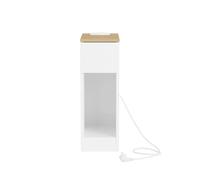 SoBuy Table de Chevet Étroite Blanche avec Chargeur, Prise Standard, USB et Type-C