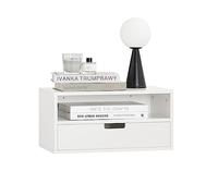 SoBuy Table de Chevet Suspendu avec tiroir et Niche Ouverte, étagère Murale Gain de Place, Table de Nuit pour Chambre et entrée, Blanc, 45 x 25 x 22 cm, NKD03-W