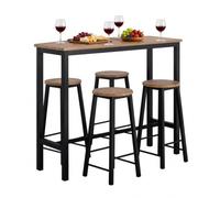 SoBuy Table Mange Debout 120 cm avec 4 Tabourets, Bois et Métal Noir | Repas en famille ou entre amis, idéal pour la cuisine, la salle à manger, le balcon, la terrasse et le jardin OGT22-SCH